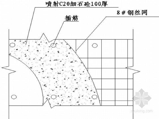 [广东]住宅小区基坑放坡开挖喷锚支护设计图纸（原创）-挂网大样图 