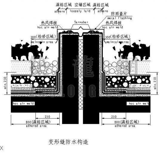 屋顶花园防水节点图纸资料下载-屋顶花园-- 变形缝防水构造