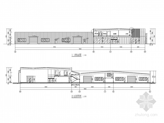 宝马4s店建筑设计图纸资料下载-局部二层4S店钢框架结构施工图(含建施)