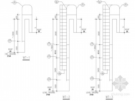 护笼爬梯图纸资料下载-[中英文对照]屋面检修钢梯节点构造详图