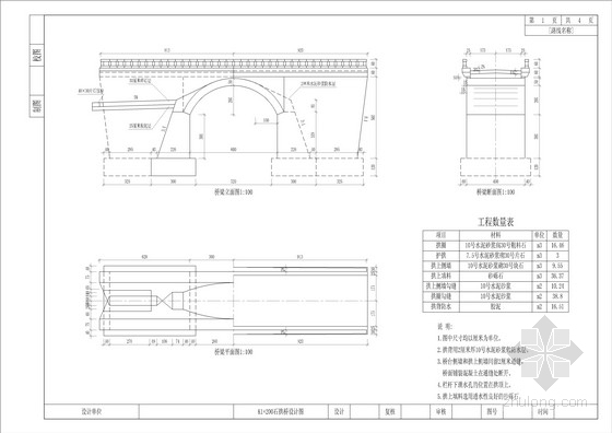 某景观拱桥全套设计图纸资料下载-1-6米石拱桥CAD设计图纸