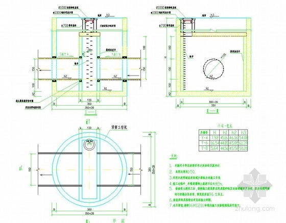圆形工作坑资料下载-圆形顶管工作坑及接收井构造图