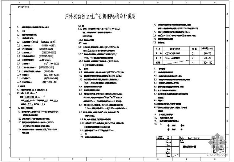 广告钢结构设计图纸资料下载-某户外双面独立柱广告牌钢结构设计说明