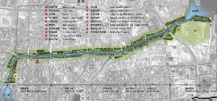 小区景观分区概念图资料下载-北京某水上景观走廊设计概念图
