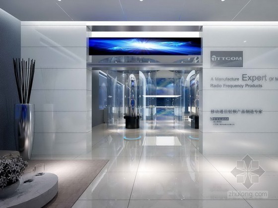 玉石展厅装修3D资料下载-移动通信产品展厅3d模型下载
