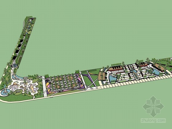 生态宜居公园景观资料下载-宜居公园城SketchUp模型下载