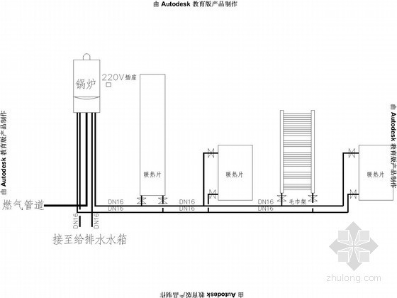 [苏州]住宅公寓采暖通风设计施工图(4栋楼)-大户型采暖流程图 