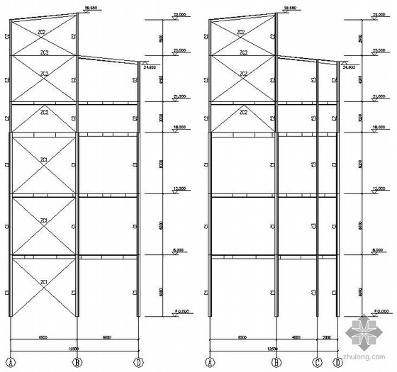 两层钢框架结构办公楼资料下载-7°区6层钢框架结构办公楼施工图