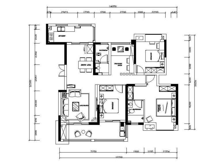 现代住宅室内设计图资料下载-[长沙]现代简约时尚住宅空间室内设计施工图