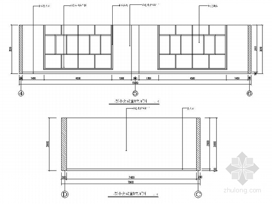 [鄂尔多斯]新技术工业园区现代办公楼装修施工图（含效果）小会议室立面图