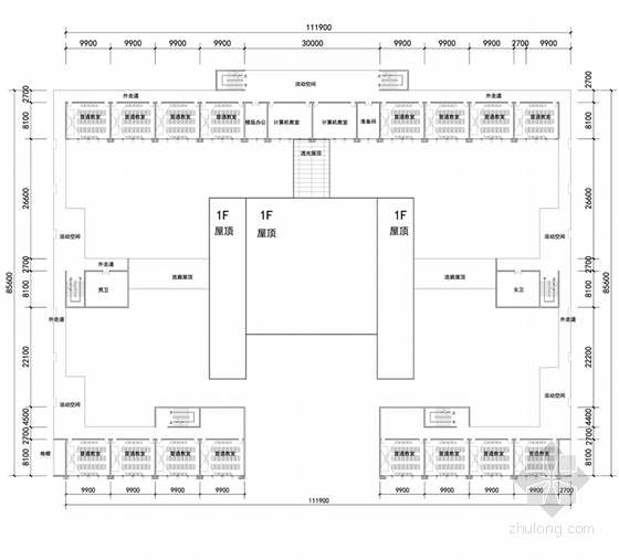 [湖北]现代风格综合性中小学校园规划设计方案文本-现代风格综合性中小学校园规划设计平面图