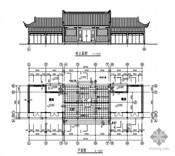 木结构建筑结构大样资料下载-某公园大门木结构图