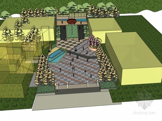 集散广场公园设计资料下载-公园广场SketchUp模型下载