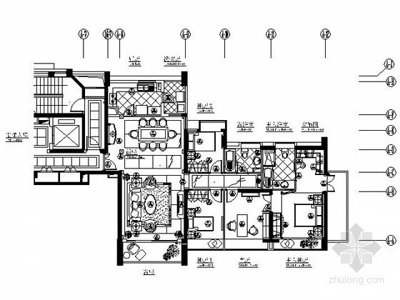 140平米住宅设计资料下载-四居140平米英式样板房施工图