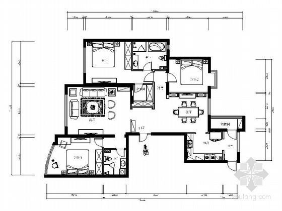 室内两室两厅设计装修方案资料下载-[北京]某三室两厅装修方案