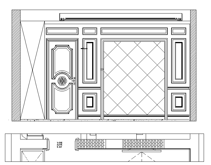 cad中式家居图库资料下载-整木家居卧室背景墙CAD图纸图库