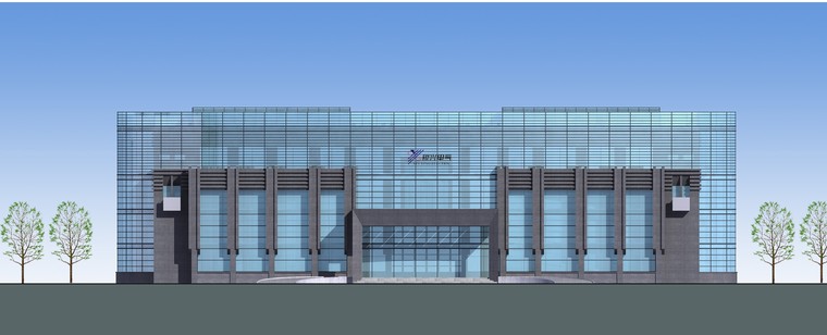 [安徽]现代风格新厂区企业办公楼地块规划-08-主办公楼北立面渲染