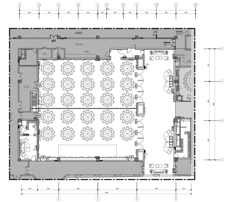 杭州萧山空港假日酒店概念方案+施工图+效果图+软装-三层宴会前厅平面图