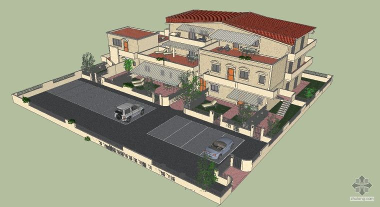 中式单幢别墅建筑模型资料下载-地知名地产建筑模型