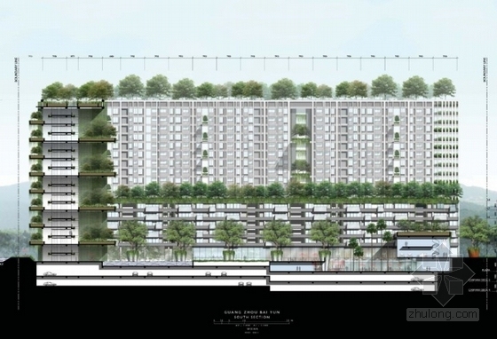 [广东]大型住宅区规划及单体设计方案文本（新加坡知名建筑事务所）-住宅区剖面图