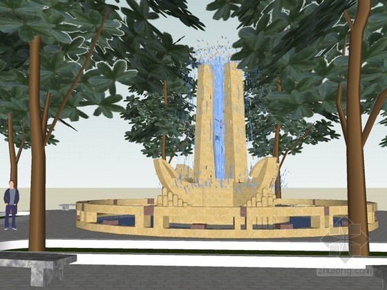 广场喷泉施工方案资料下载-广场喷泉SketchUp模型下载