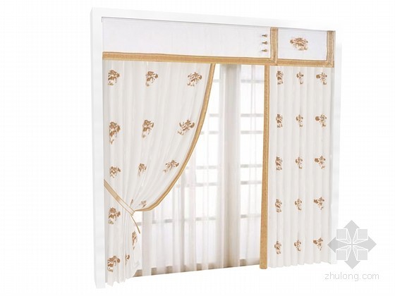 弧形窗帘3d模型资料下载-温馨舒适窗帘3D模型下载