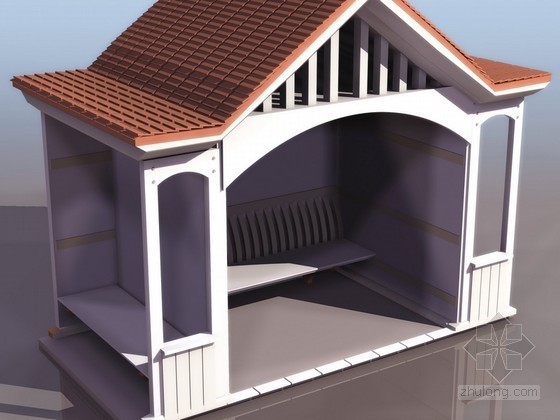 室外建筑效果图模型资料下载-欧式休息厅建筑效果图模型