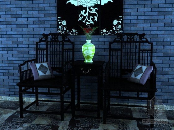 室外桌椅模型su资料下载-中式桌椅3D模型下载