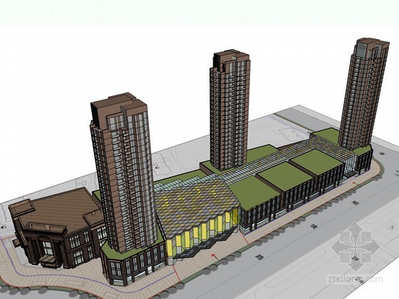 成都商业建筑模型资料下载-大气商业建筑SketchUp模型下载