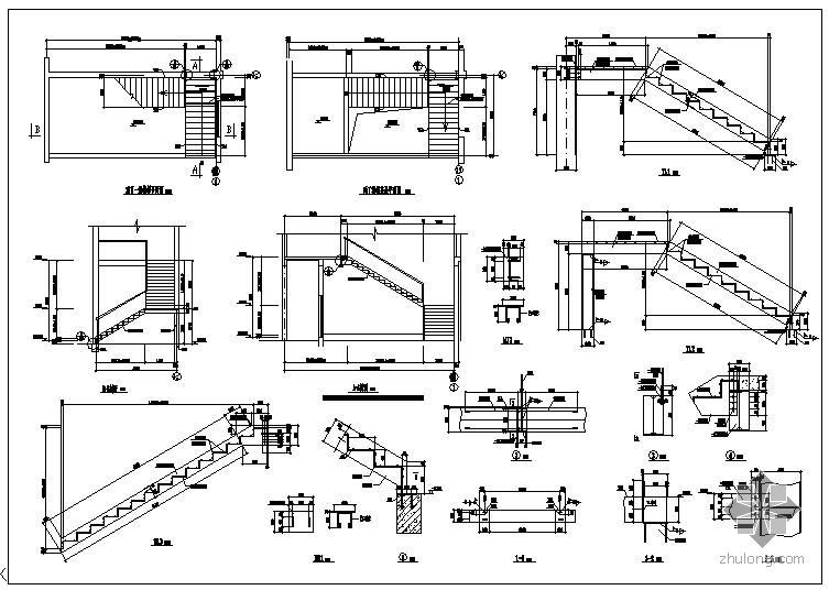 钢结构四折楼梯资料下载-某钢结构两折楼梯节点构造详图