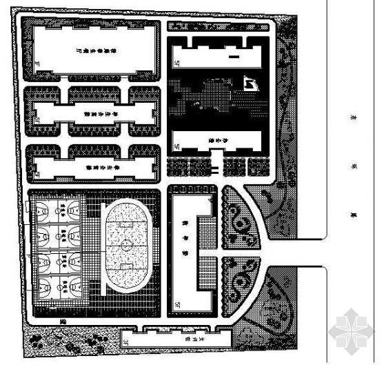 学校运动场监控平面图资料下载-某学校的绿化平面图