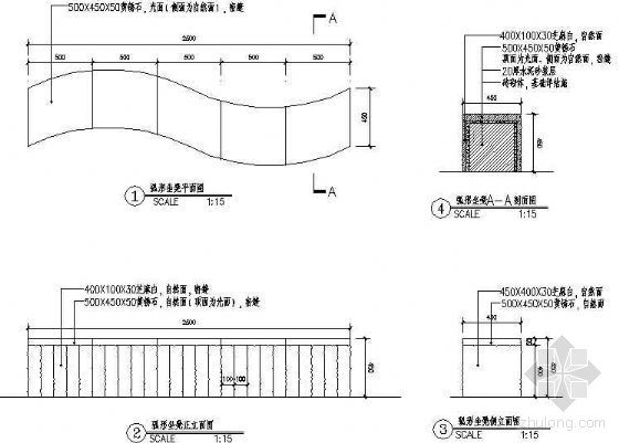 弧形廊架坐凳施工图资料下载-弧形坐凳详图