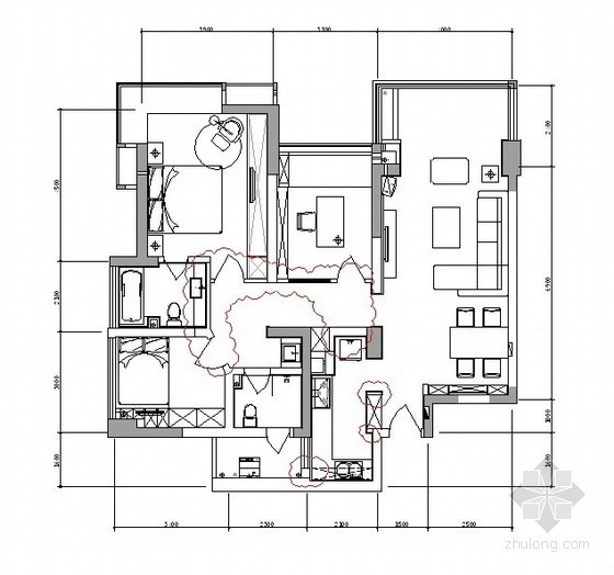 一套三居室室内设计资料下载-现代时尚三居室内设计方案（含效果）