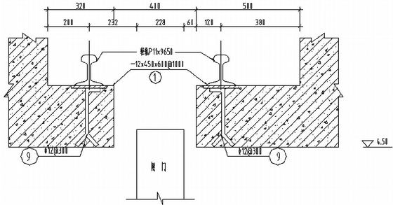 防洪闸枢纽工程施工图（防洪闸排涝泵站交通桥三位一体）-导轨梁埋件图