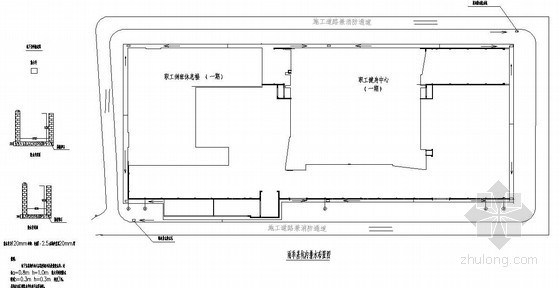 园区布置cad图资料下载-[北京]工业园区雨季施工方案（排水布置图）