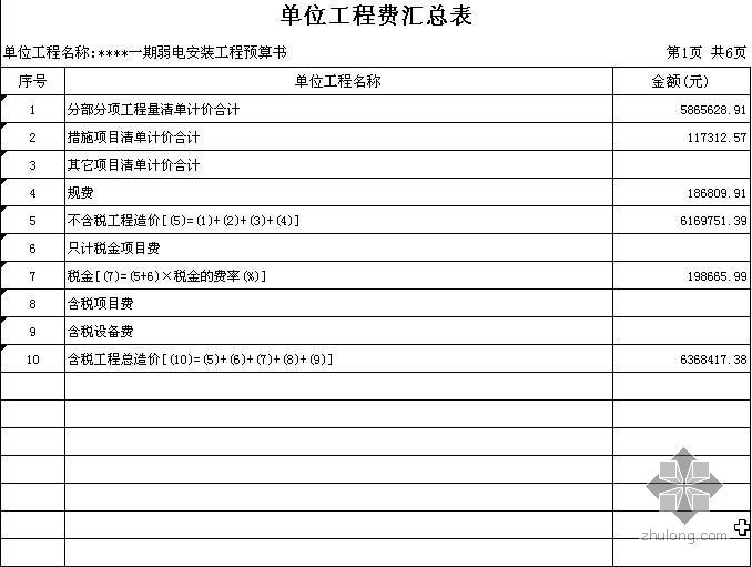 高层住宅安装工程清单资料下载-深圳某高层住宅楼安装工程预算书实例