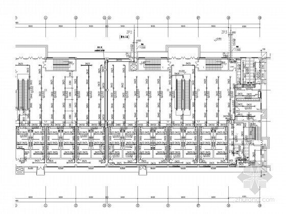 [陕西]四层学生餐饮商业中心给排水施工图-自喷平面图 