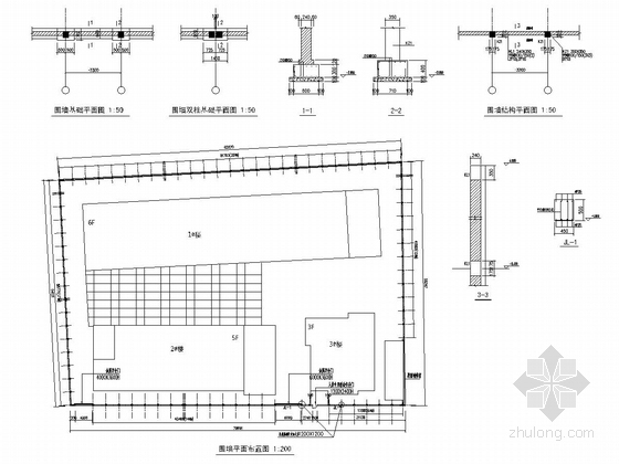 [上海]原别墅改建为地上三层砖砌体结构办公楼改造加固结构施工图-围墙详图