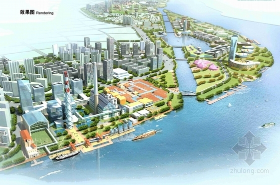 [上海]创新城区滨江总体设计规划方案-电厂透视