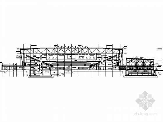 [北京]三层体育馆建筑设计方案图（含商业）-三层体育馆建筑剖面图