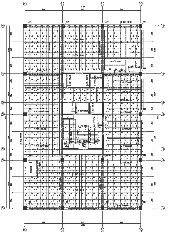 [福建]框架核心筒结构超高层办公建筑铝合金模板专项施工方案-07 12#楼支撑布置平面图