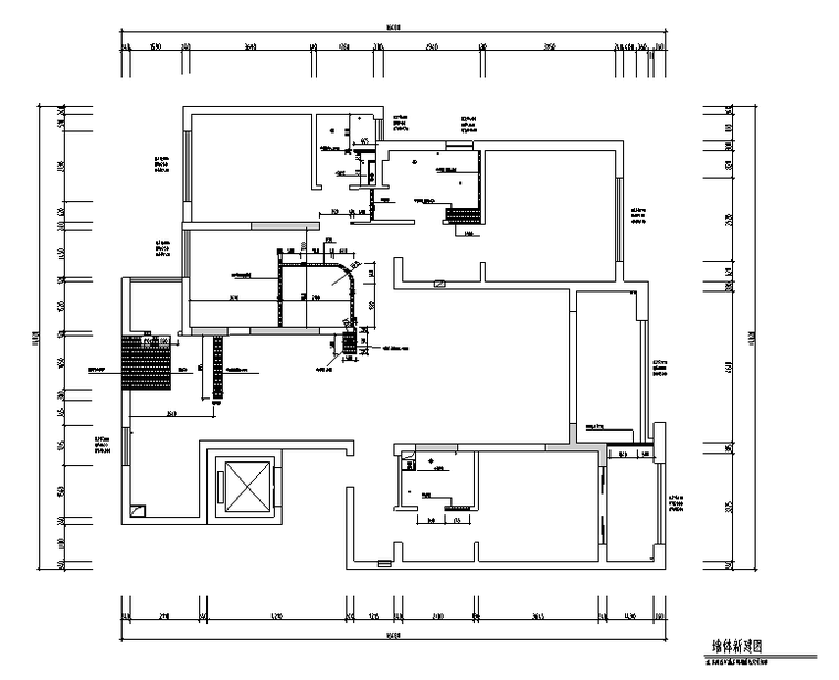 [江苏]英式田园风190平米住宅设计施工图（附效果图）-墙体新建图