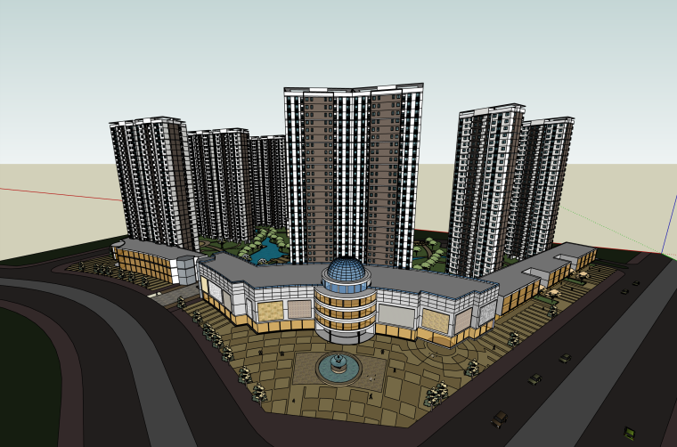 现代小区规划CAD资料下载-现代风格小区规划建筑设计模型