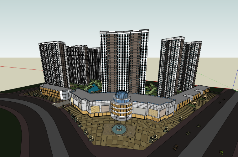 小区规划3d模型资料下载-现代风格小区规划建筑设计模型