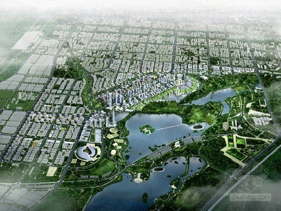 中国水城建设规划资料下载-[唐山]某湖区生态城建筑规划方案