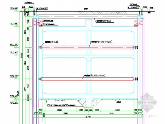 [云南]18米地铁深基坑灌注桩加三道内支撑支护施工方案（膨胀土层）-基坑围护标准断面 