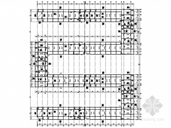 [广东]五层异形柱框架结构研究生宿舍楼建筑结构施工图-一~四层顶板梁配筋图 