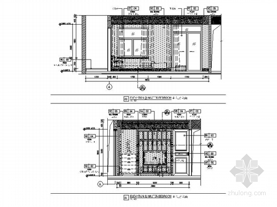 [广东]高档现代风格四层别墅室内装修施工图（含效果）主人房立面图