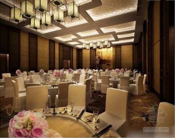 [广西]豪华五星级文化特色别墅式酒店室内设计方案宴会厅效果图
