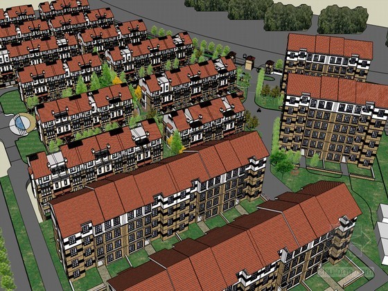 小区景观规划模型资料下载-住宅景观规划SketchUp模型下载